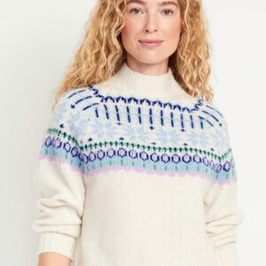 Old Navy]White Cream Sweater with Blue and Purple Pattern